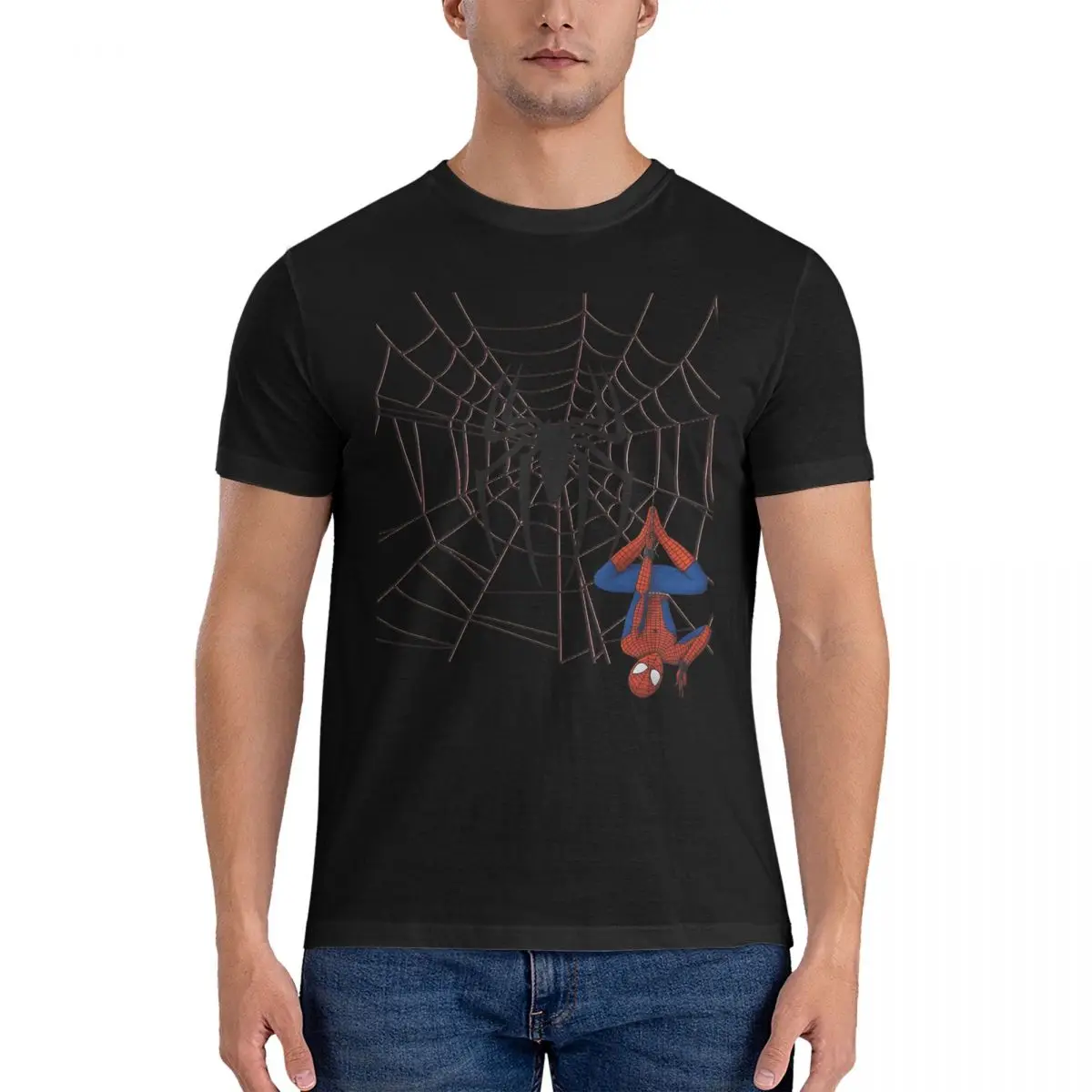 Tom Holland Spidey Depend Men T Shirts Marvel Spiderman Leisure Tee Shirt Short Sleeve Round Collar T-Shirt Pure Cotton