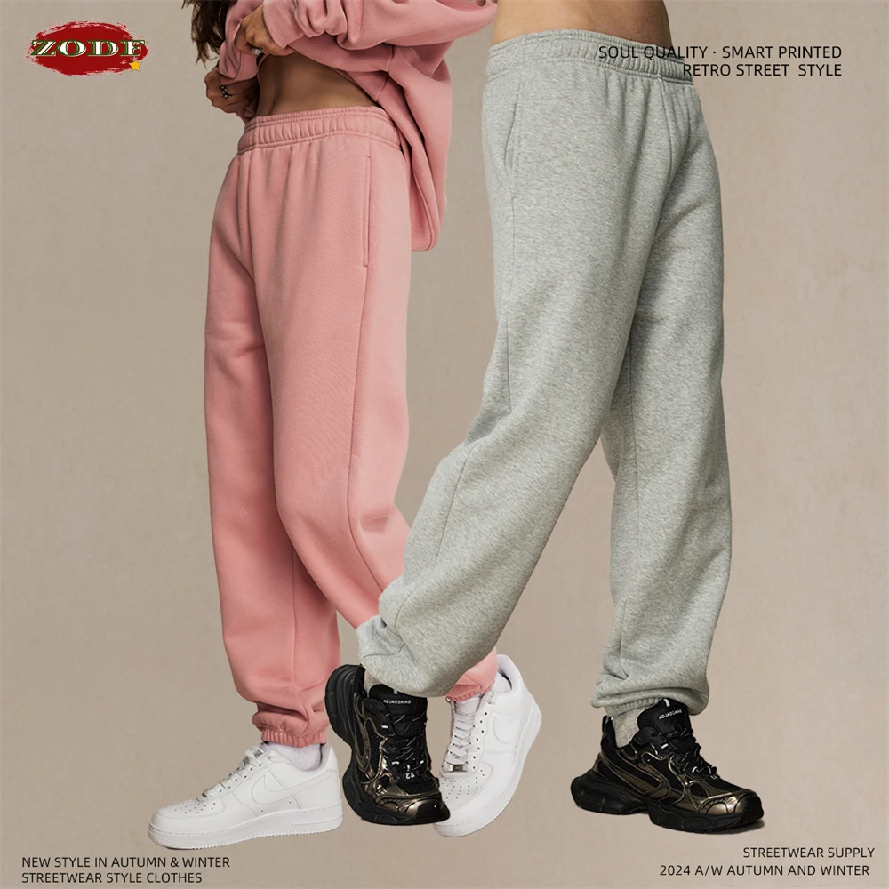 ZODF New Winter Men 400gsm Solid Fleece Sweatpants Unisex Basic Loose  Warm Joggers Pants Brand Bottoms HY0931