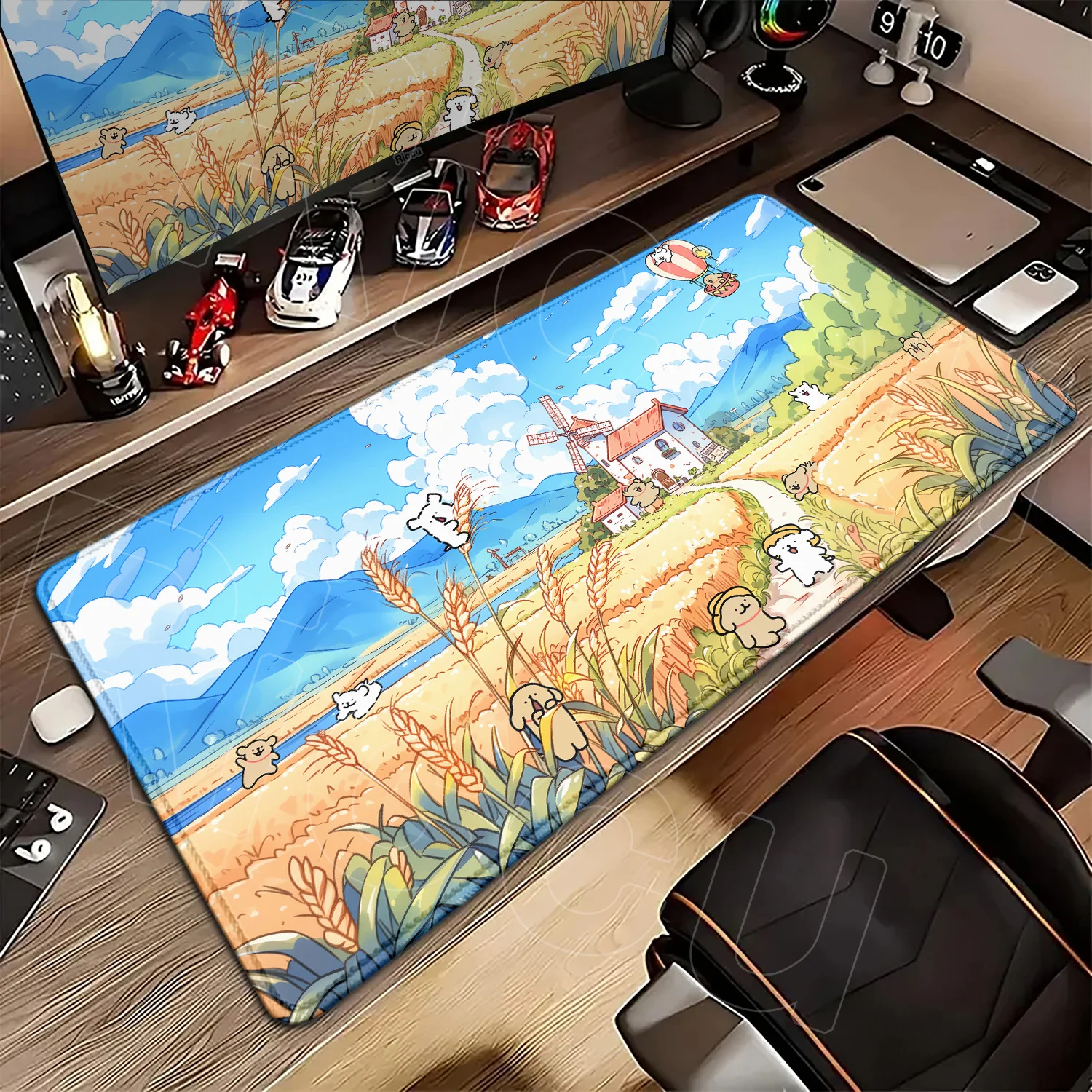 Kawaii Line Puppy Mouse Pad 90x40cm Laptop Decoration Protect Desk Mat XXL Cute Cartoon Maltese Office Non-slip Keyboard Carpets