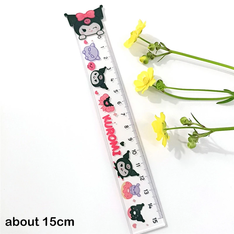 Transparente Acrílico Kawaii Pen Bag para Meninas, Sanrio Kuromi Material Escolar, Dos Desenhos Animados Anime Papelaria, Presentes, 1Pc