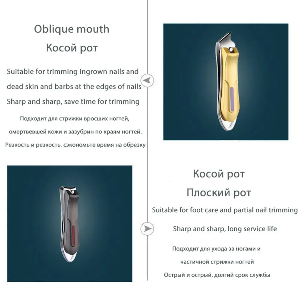 Tijeras para uñas con apertura de mandíbula ancha, herramienta de manicura, cortaúñas plegables, con forma de bisel duro y grueso de acero inoxidable