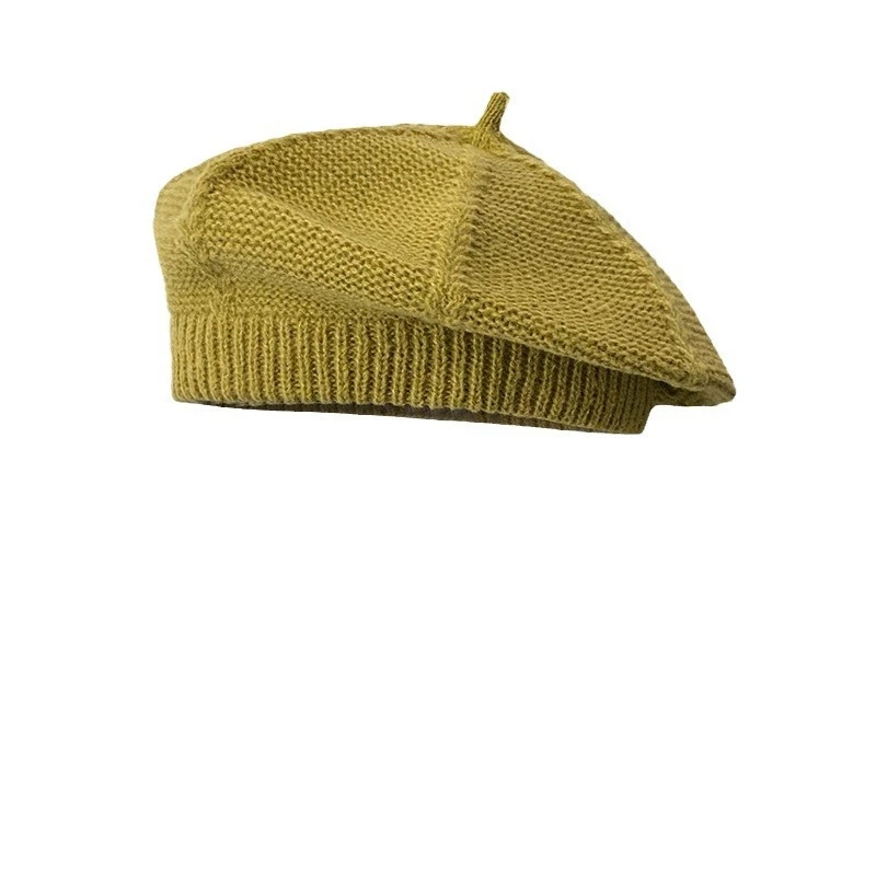 Simple Twist Pattern Knitted Wool Beret for Women Ins-Style Autumn and Winter Fashion Painter Hat Student Street Pumpkin Hat