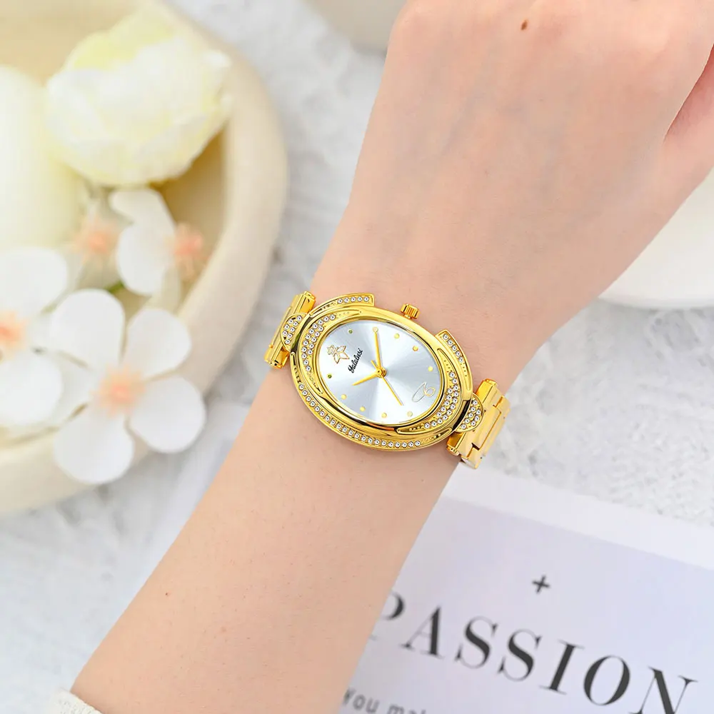 

Yalalusi Brand Watch Women's Luxury Diamond Inlaid Exquisite High End Gold Bracelet Watch Ladies Fashion Quartz Clock Watches