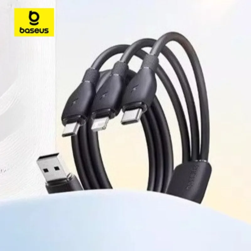 Baseus Ultra-Fast 3-in-1 Fast Charging Cable USB-A to M+L+C 3.5A 1.3m One-for-Three Charging Cord for Multiple Devices
