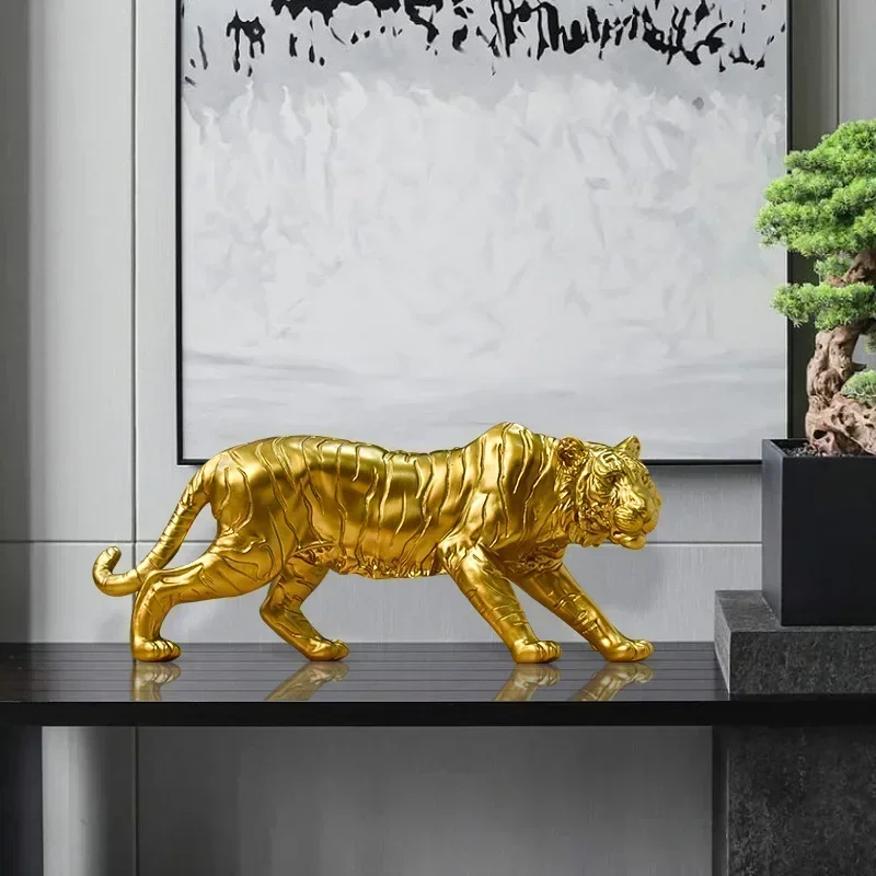 

Resin Golden Tiger Figurines for Interior Home Office Desktop Statue Decor Accessories Miniature Ornaments Collection Model