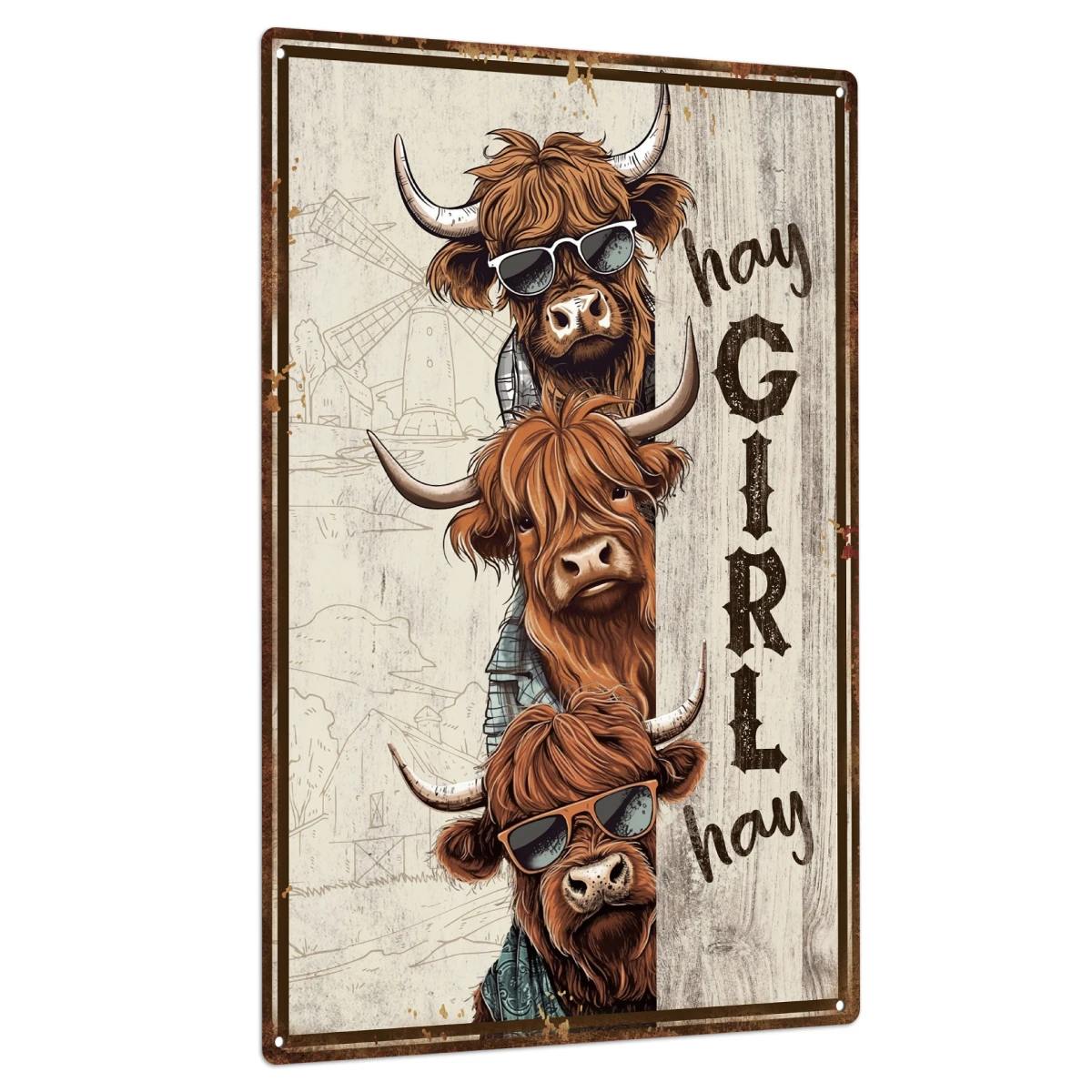 Putuo Decor 1 pc Yak Metal Tin Sign, Plates for Home Farm Wall Decor, 7.8 X 11.8 Inches, Hay