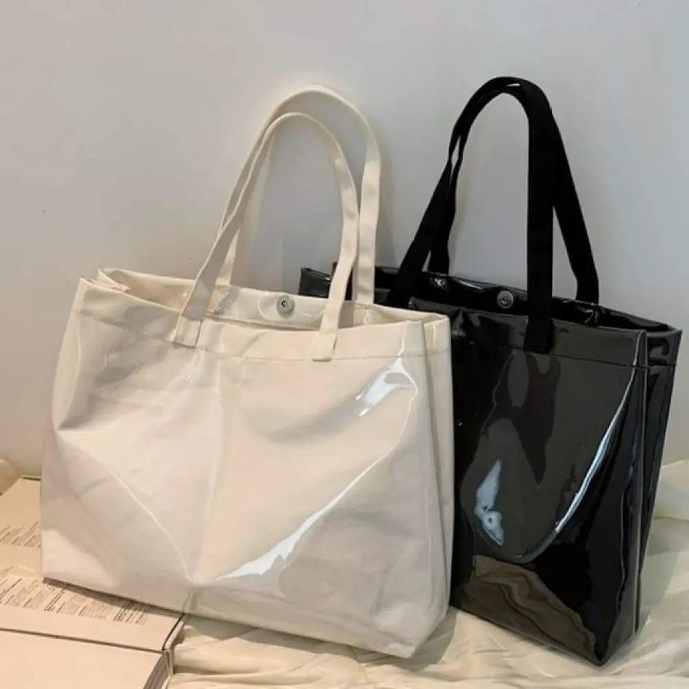 Large Capacity Korean Style Handbag Summer Fashion Transparent Canvas Tote Minimalist Casual Shoulder Underarm Bags
