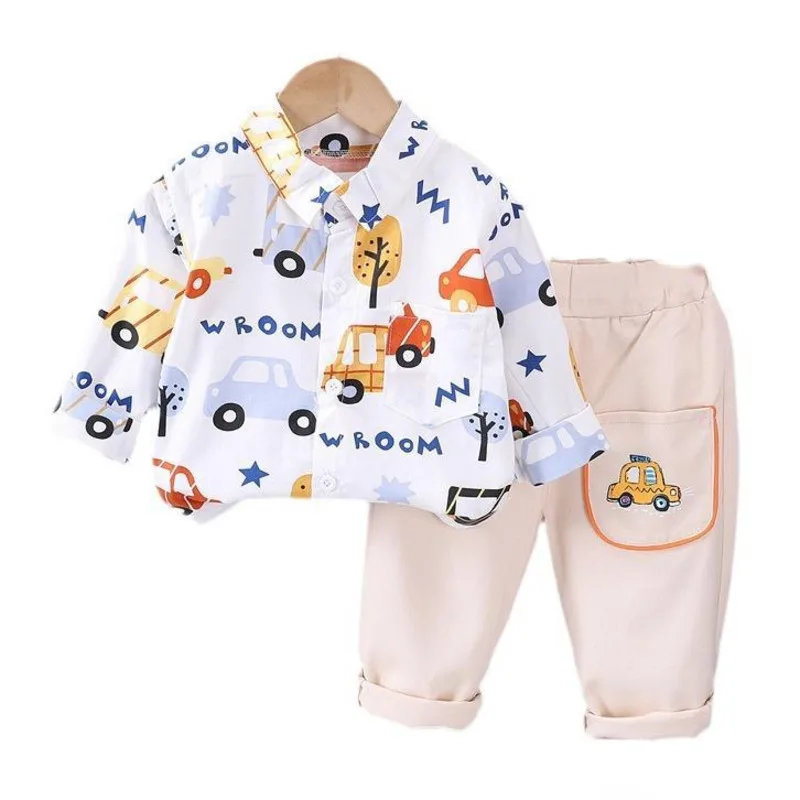 New Spring Autumn Baby Boys Clothes Suit Children Fashion Shirt Pants 2Pcs/Sets Toddler Casual Cartoon Costume Kids Tracksuits