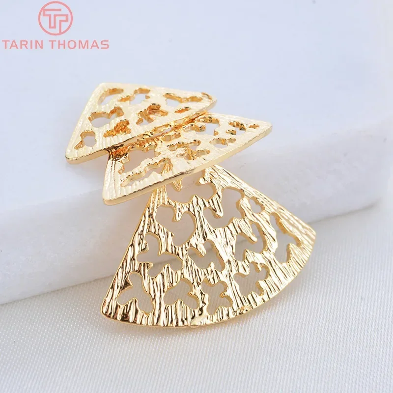 (979)4PCS 25x30 MM 24K Gold Color Brass Triangle Earrings Charms Pendants High Quality Diy Jewelry   Accessories Wholesale