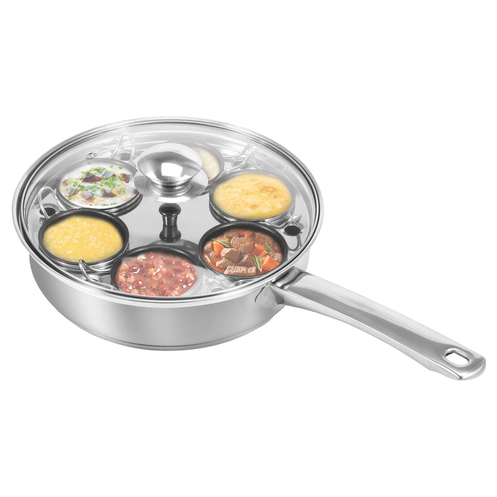 

Stainless Steel Egg Poacher Pan Uniform Heating Poached Egg Cooker Thermal Insulation Poached Maker Pan with 6 Small Cup