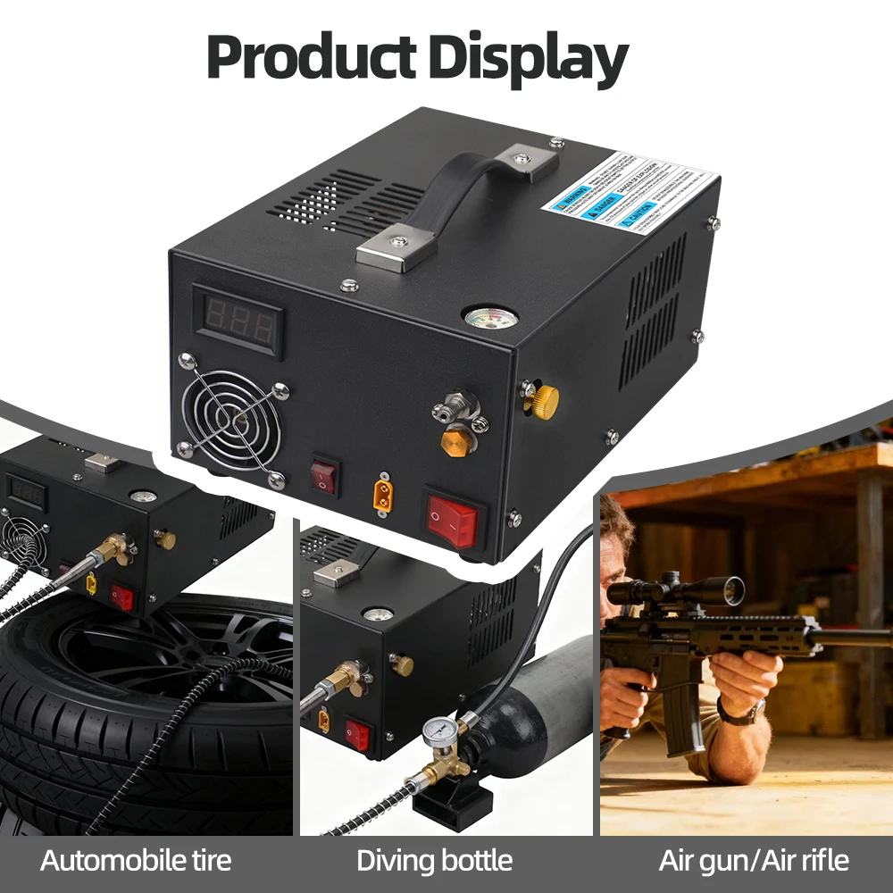 300Bar 4500psi 12v Pcp ضاغط 110 220V محول 30MPA 4500psi ارتفاع ضغط مضخة هوائي Airgun بندقية نافخة