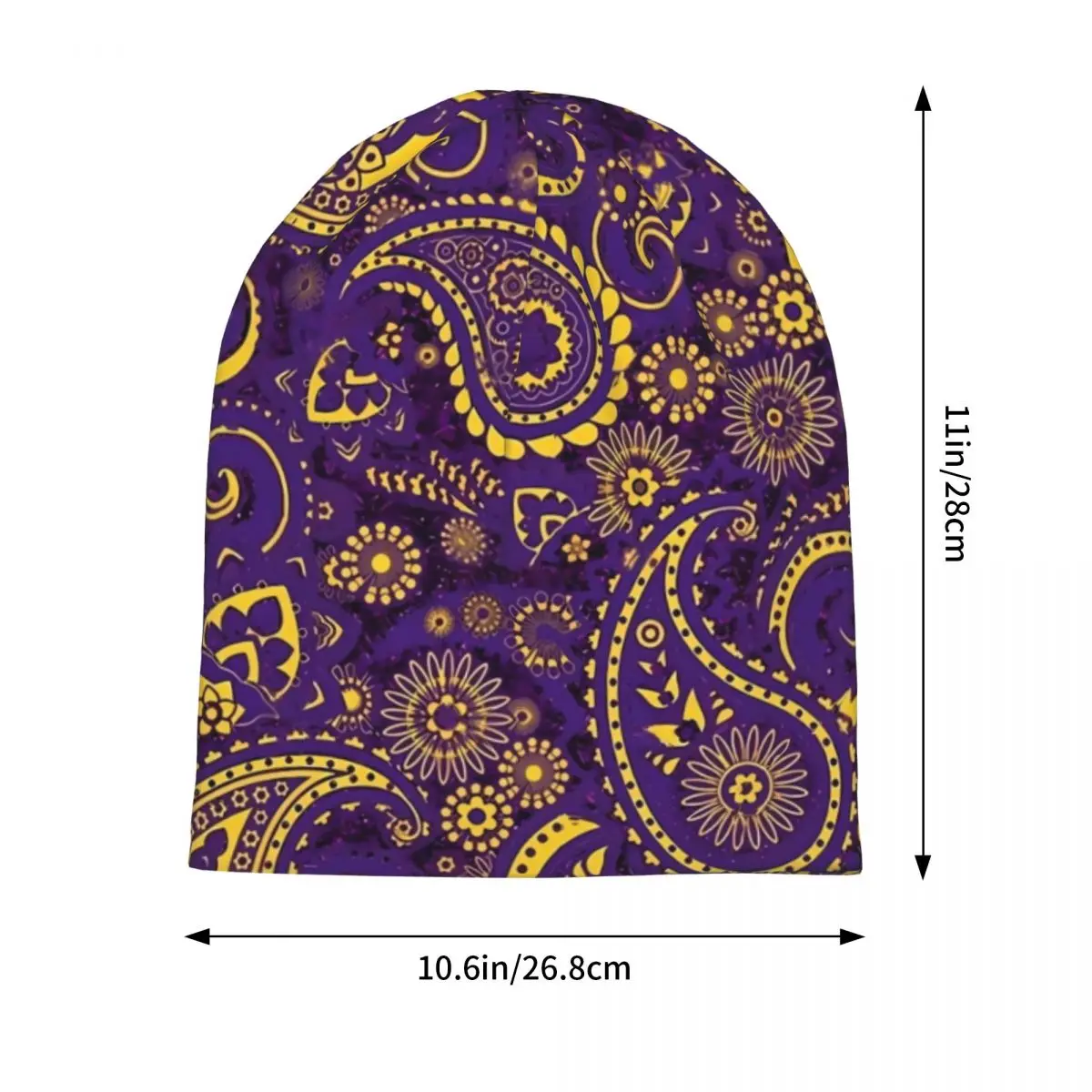 Golden Paisley Beanie Hats Purple Sparkle Bonnet Hats Men Women Vintage Outdoor Sport Knit Hat Autumn Graphic Elastic Caps