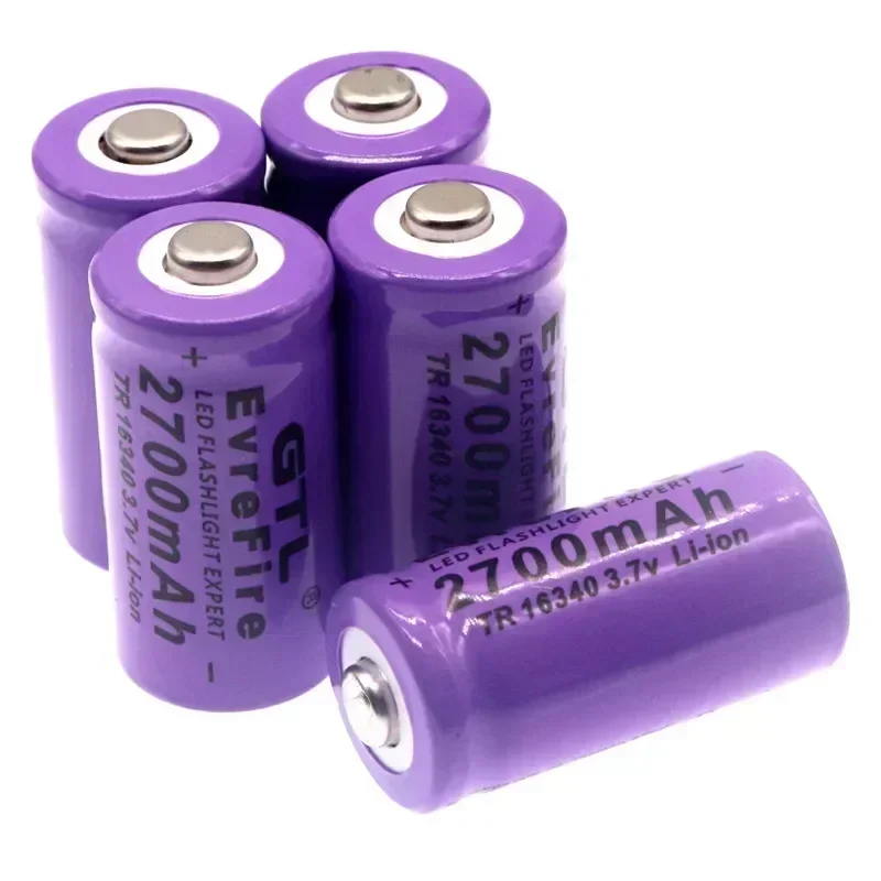 100% New original 16340 Battery CR123A 16340 Battery 2700mAh 3.7V Li-ion Rechargeable Battery+16340 Charger