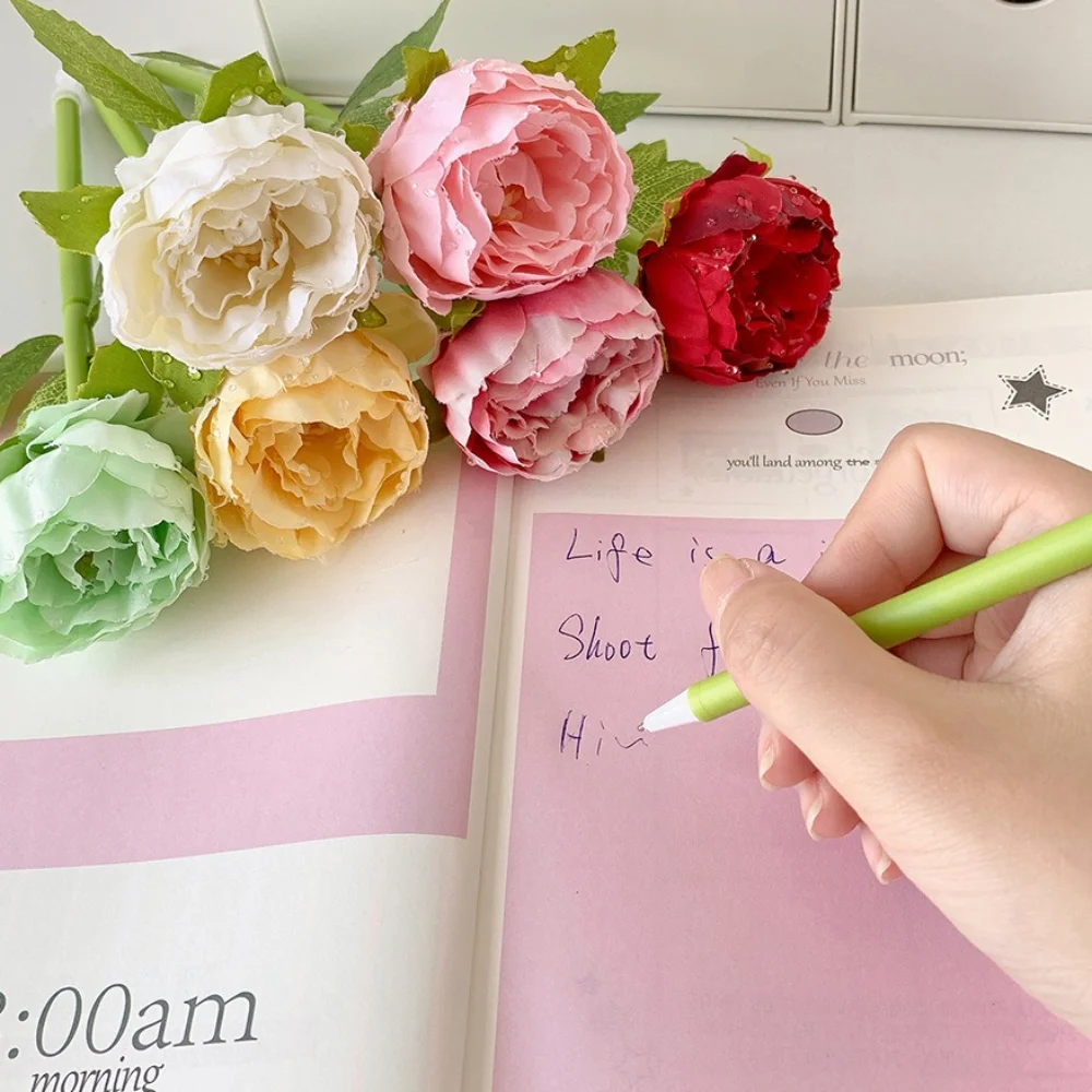 

1pcs Funny Bouquet Flower Pen Smooth Writing Plastic Peony Ballpoint Pen Multi-color Simulation Stationery Pen Gift