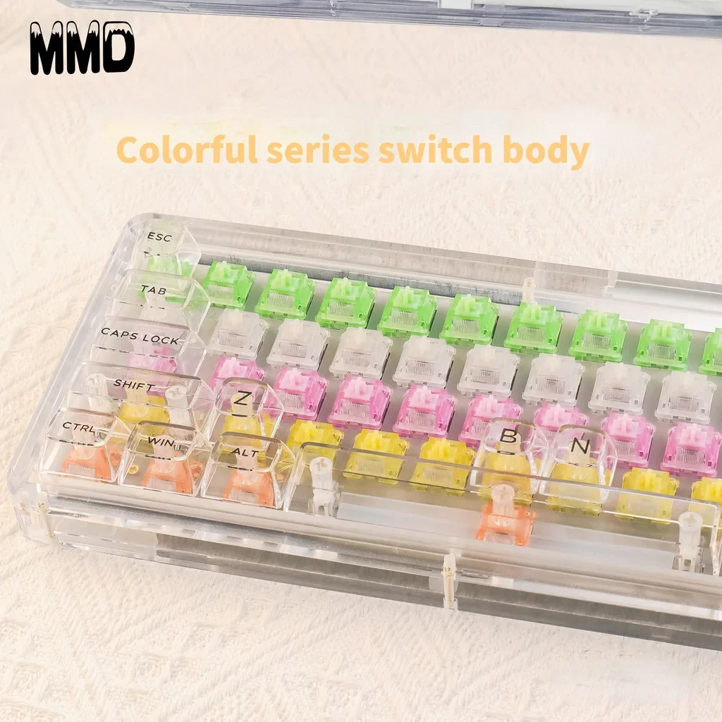 MMD INK Purple Switch 38g Linear 5pin with Light Guide Column Hot Swappable Prelubed MX Switch for Mechanical Keyboard Gaming