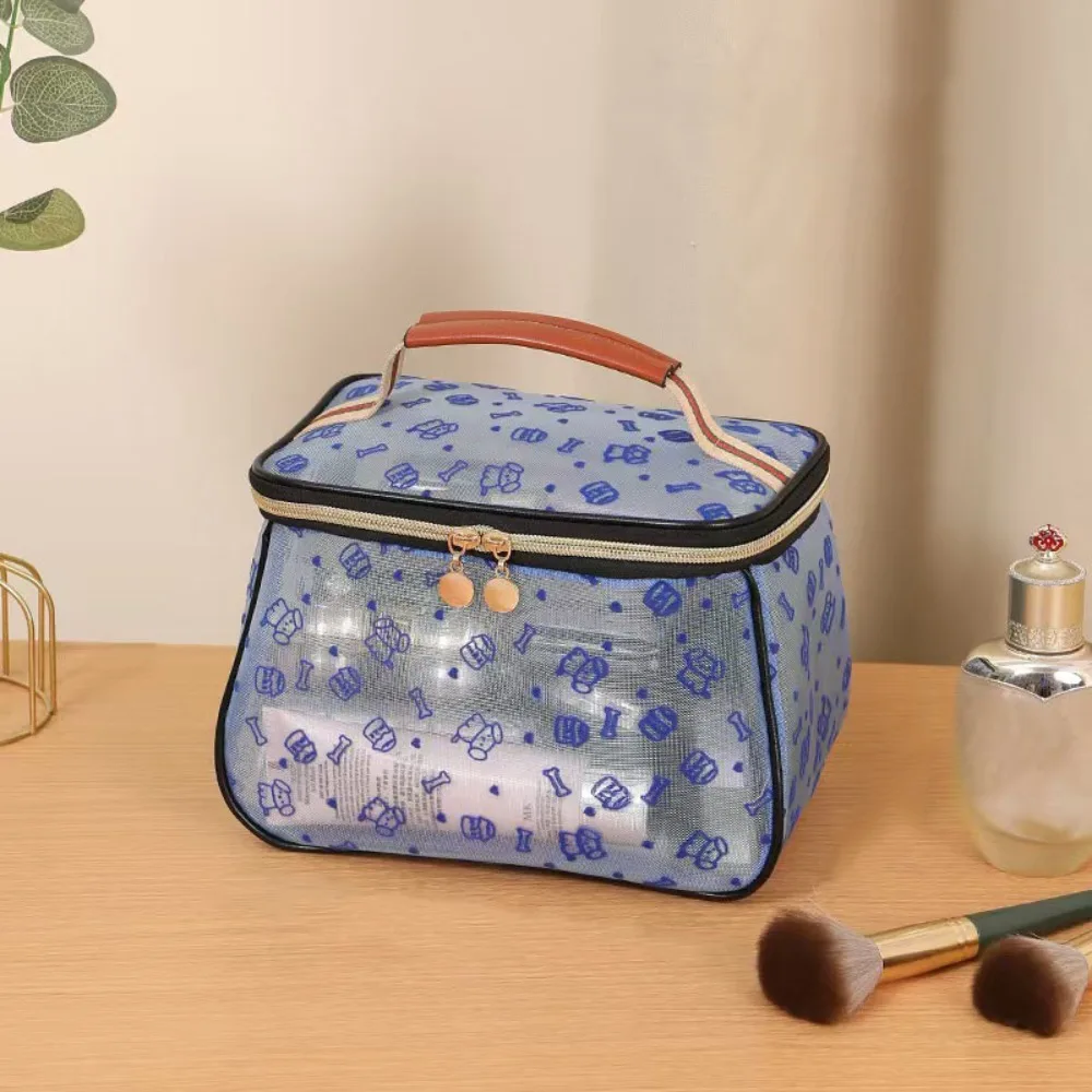 

Lightweight Mesh Handheld Makeup Bag Square Zipper Mesh Cosmetic Bag Cosmetic Cases Transparent Storage Toiletry Bag Trips