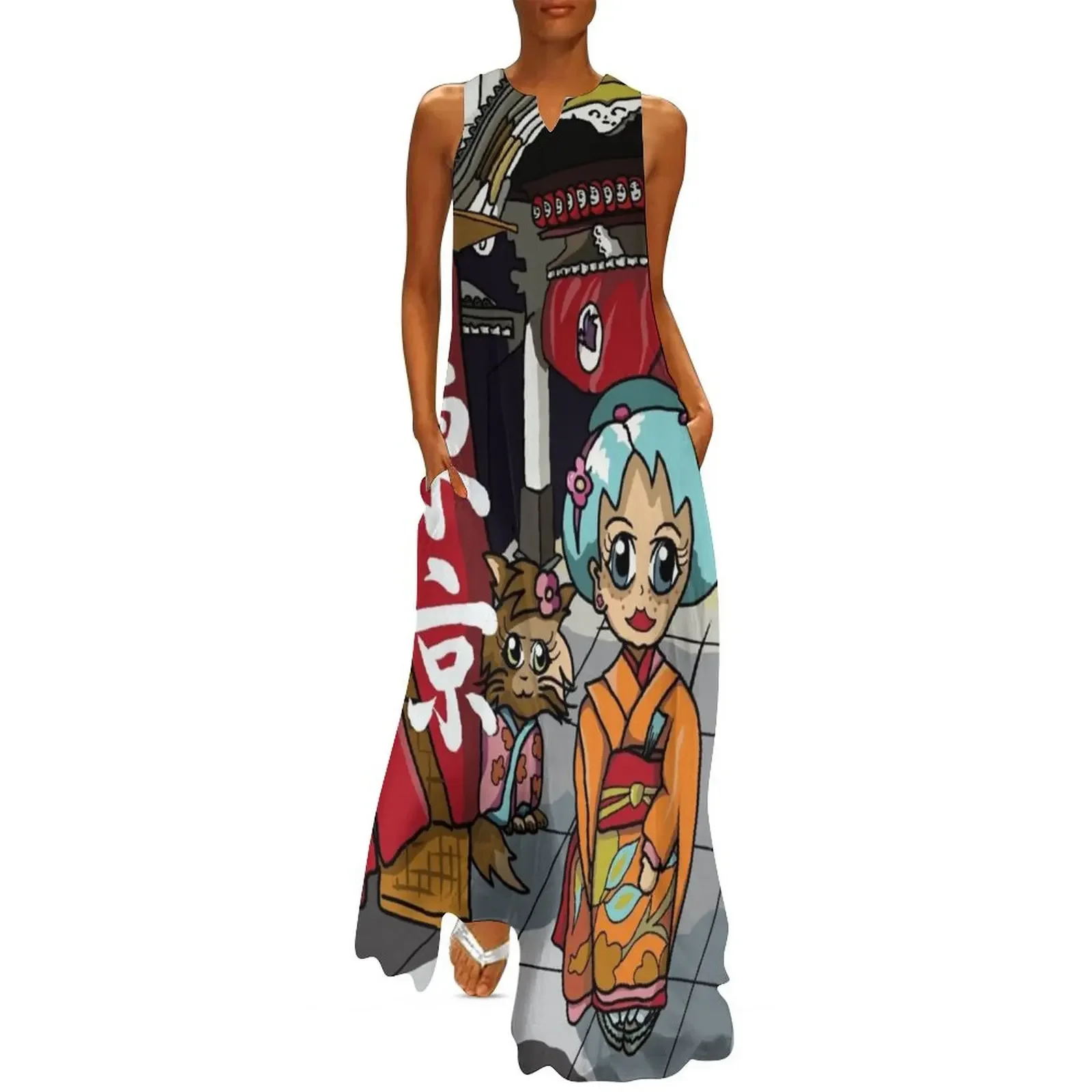 

Kawaii Kabuki Time in Ginza Long Dress Long dress woman dresses for women 2025 woman dress women's clothing korea stylish