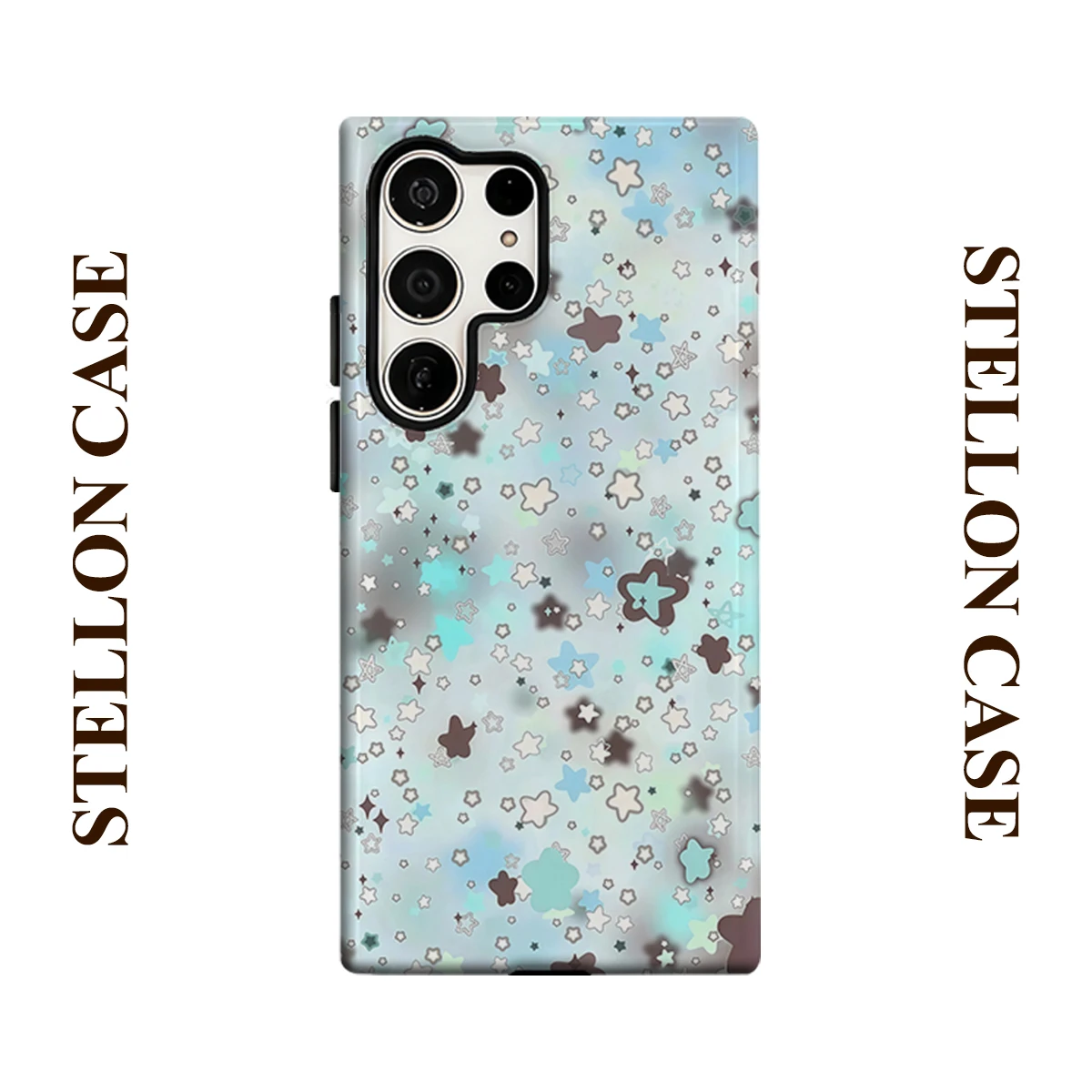 Pastel Floating Star Phone Case for Samsung Galaxy S26 S25 Ultra S24 S23 Ultra Plus Glossy Double-layer Back Cover