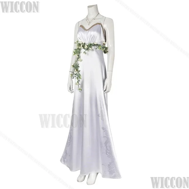 Aerith Gainsborough Game Fiinal Fantassy VII FF7 Косплей Костюм Золотая Блюдце Белое Платье Женщины Cos Хэллоуин Ролевая Игра Индивидуальные