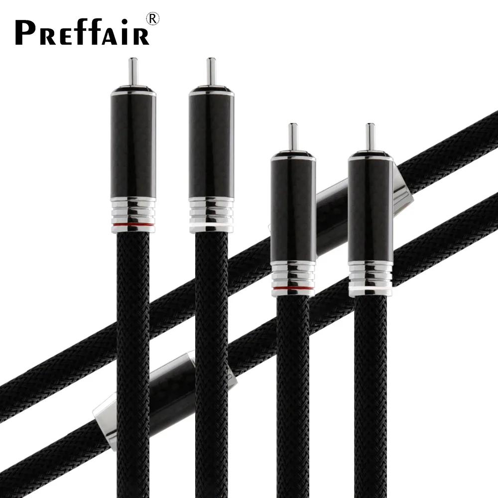 Preffair OCC Koperen RCA Kabel Audio Verlengkabel Hifi Signaalkabel met Rhodium Plated RCA Stekkers Koolstofvezel Shell