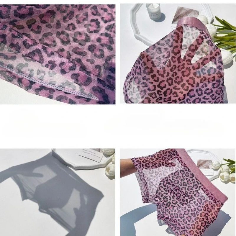 섹시하고 매혹적이며 통기성이 좋고 허리를 조이지 않는 남녀 공용 고급 레오파드 커플 속옷
