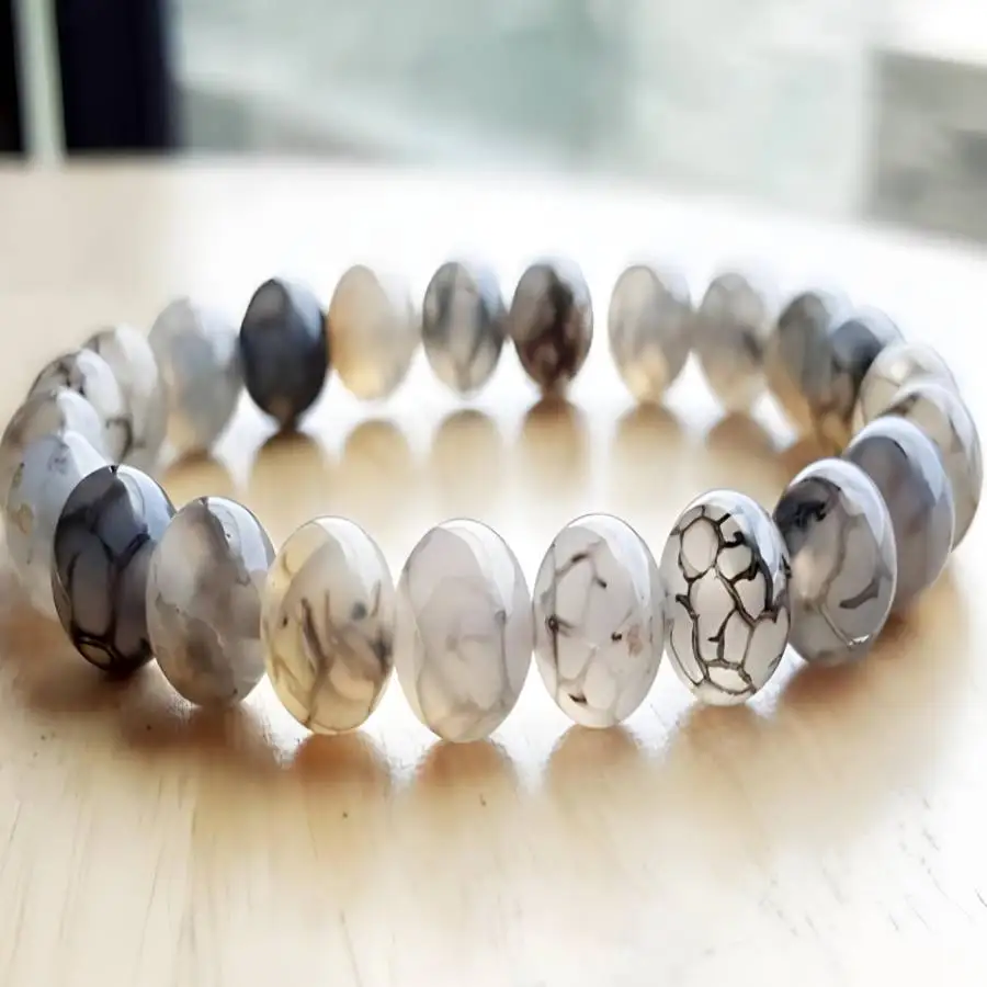 

8mm Dragon Veins Agate Gemstone Mala Bracelet Zen Spiritual tassel Sacred Hand Tibetan Bodhi Yoga Chaplet Jewelry Meditation