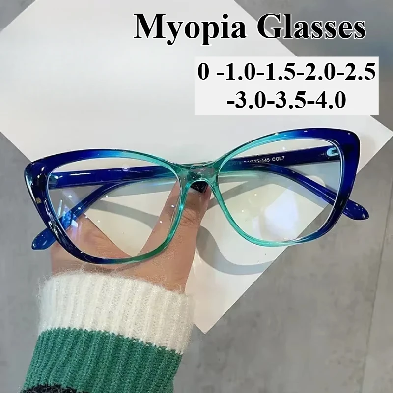 

2025 New Myopia Glasses Men's Trend Luxury Eyeglasses Fashion Women's Myopia Glasses Cat Eye Anti-blue Light Glasses for Women