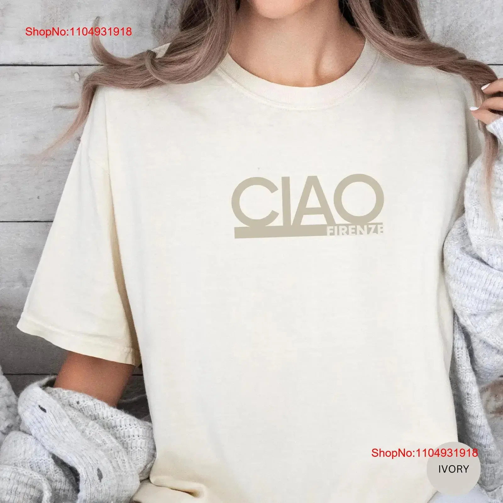 Ciao Firenze FLORENCE Conforto Cor gráfica Camiseta Viagem Destinação Vestuário de lua de mel Salutation Casamento italiano vintage