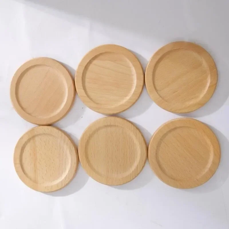 20zets Wooden Wood Non-slip Mug Pad Set 6pcs Heat-resistant Coaster Anti Scalding Insulation Mat Cup Pad Drink Holder Table Mat
