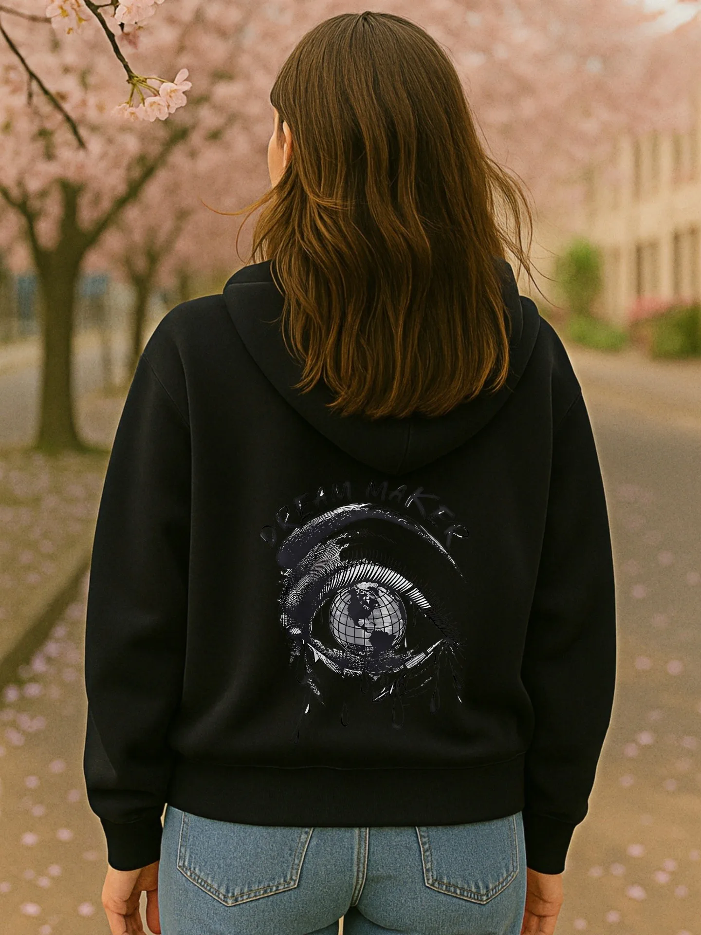 Eye - هوديي برسومات مطبوعة، ملابس شارع جمالية، مزيج قطن، ملابس يومية غير رسمية للمراهقين #2