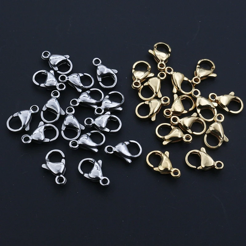 30 teile/los 10*5mm 12*7mm Edelstahl Gold Karabiner Haken für Halskette & Armband kette DIY Mode Schmuck Erkenntnisse