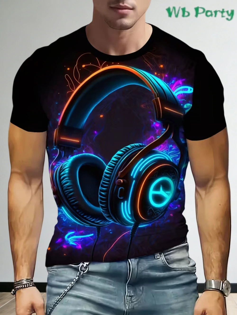 

Мужские футболки с 3D-принтом в стиле хип-хоп, с изображением наушников, повседневная уличная одежда, интересные топы, летние крутые футболки