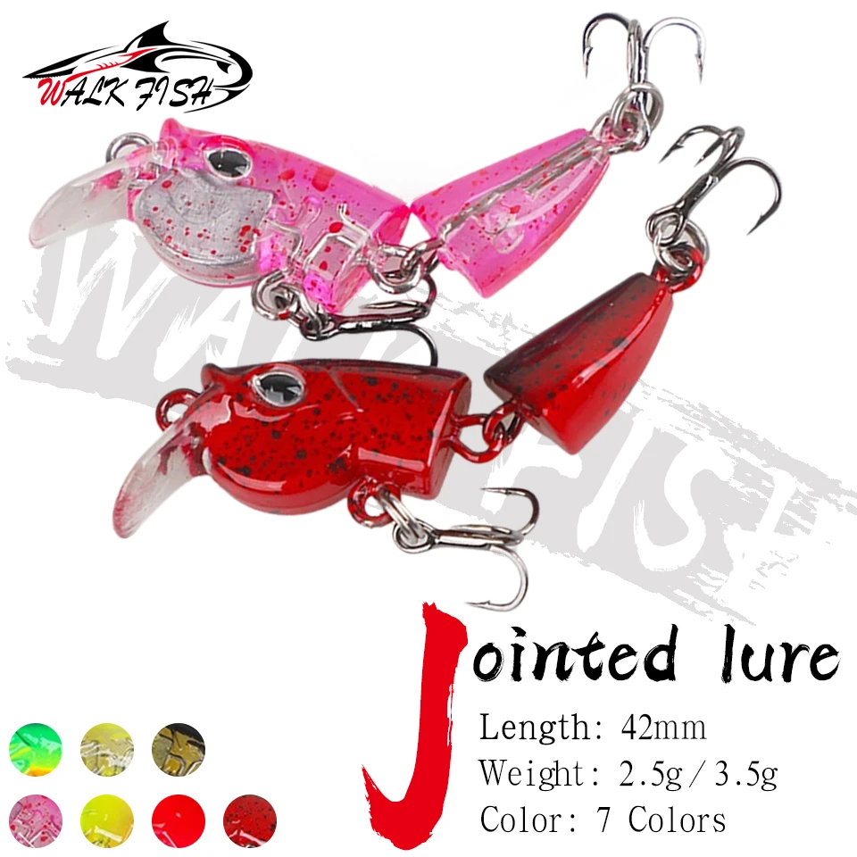 WALK FISH 1 Stück 2,5g/3,5g Mini 2-teiliger Sinkender Minnow Micro-Angelköder Swimbait-Haken für Bach- und Süßwasserfischen auf Forelle und Barsch