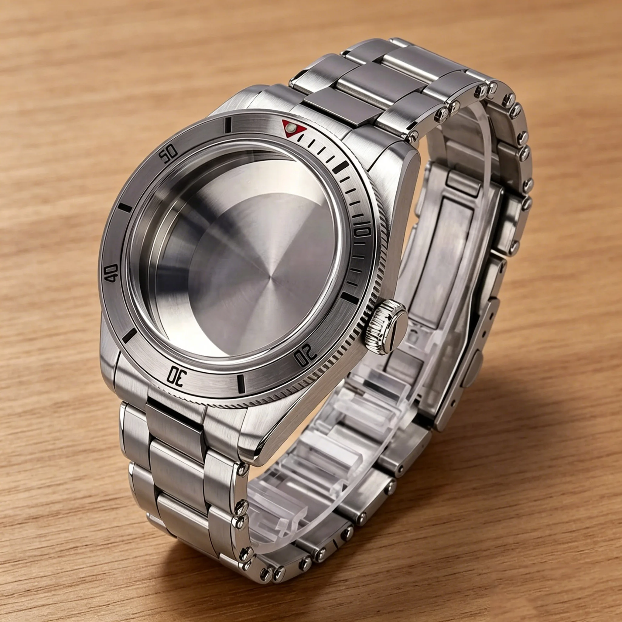 

38.8mm Men's Silvery Watch Case Brushed Stainless Steel Folding Buckle Strap For NH35 NH36 NH34/38 Movt Sapphire Glass Accessory