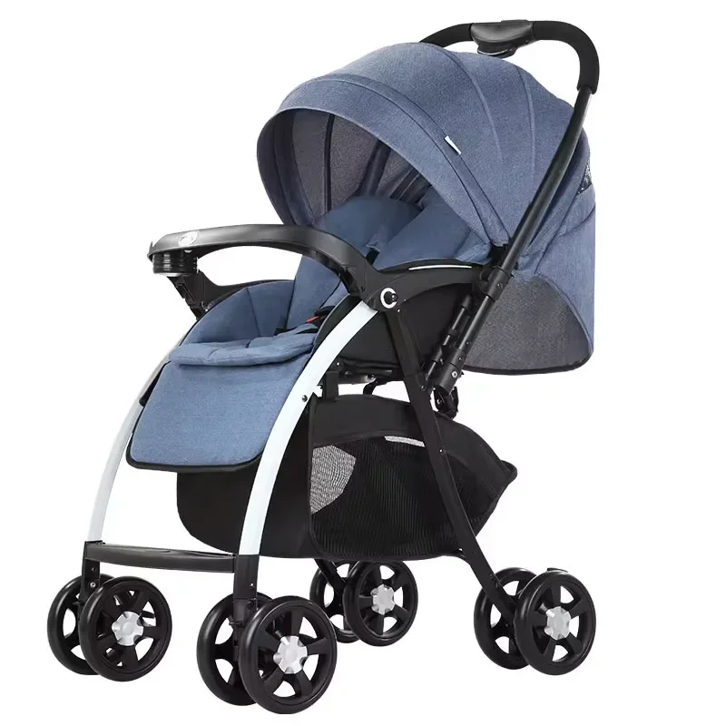 

Four Wheel Stroller Newborn Baby Two-way Swivel Seat High Landscape Lightweight Folding Can Sit and Lie Down Baby Stroller