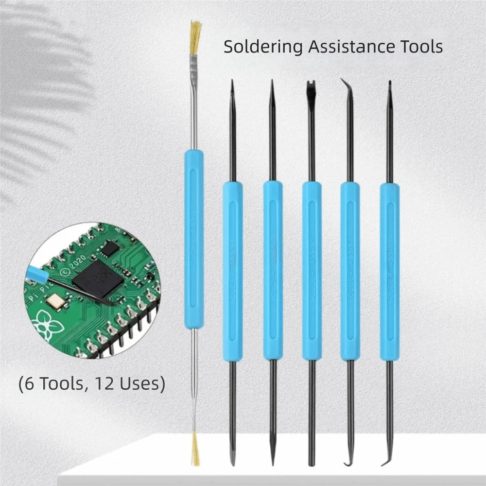 

Blue Color Desoldering Aid Tool Black Oxide 6PCS Set Circuit Boards Tool Carbon Steel Durable Material Welding Kit