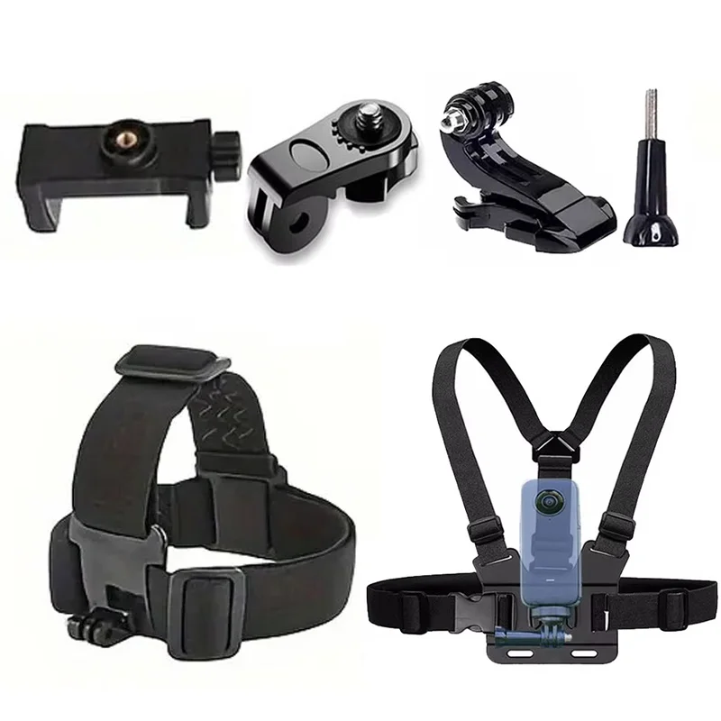 6pcs Action Camera Kit Mobile Phone Head Strap Chest Straps Mount Adjustable For GoPro Hero 13 12 11 Phone Insta360 Accessories