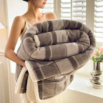 Autumn Winter Thick Multifunctional Double Layer Blanket Thicken Warm Faux Cashmere Blankets Skin-friendly Cozy Throw Blanket 1