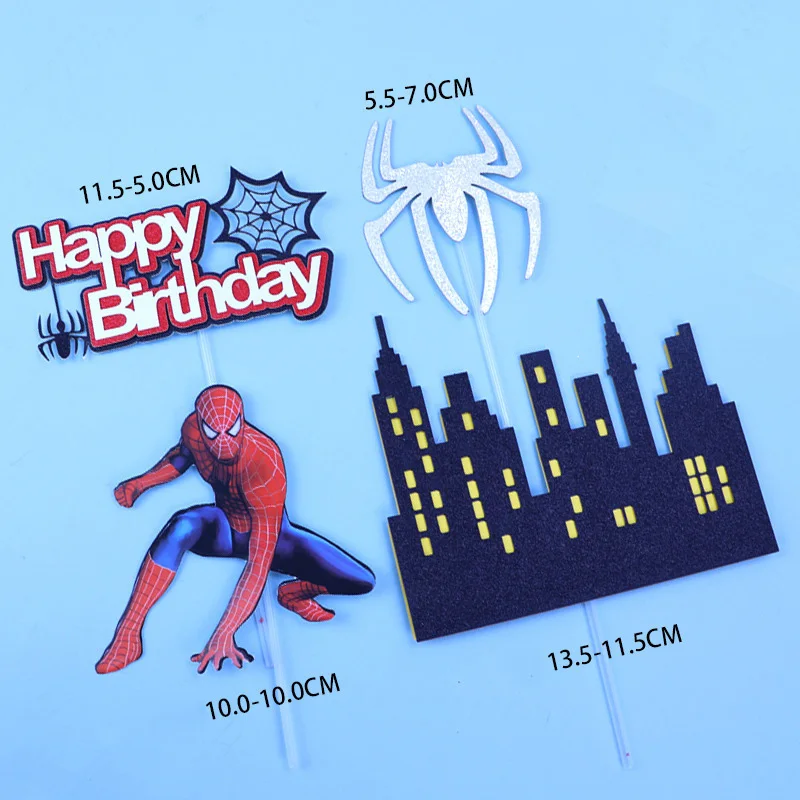 Marvel Spiderman Cake Flag Kids Birthday Decoration Flags Cartoon Anime Figure Disney Spider Man Party Accessorie Supplies Decor