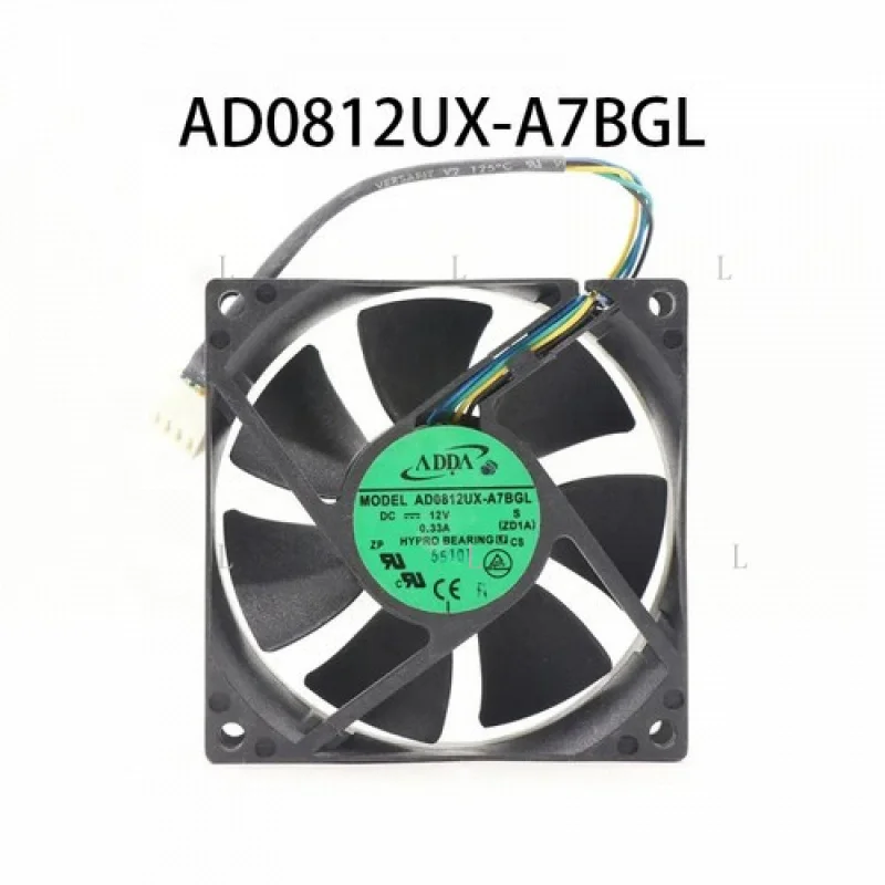 

L for ADDA Axial Cooling Fan 80*80*25MM 4wires AD0812UX-A7BGL 12VDC 0.33A Fully Tested