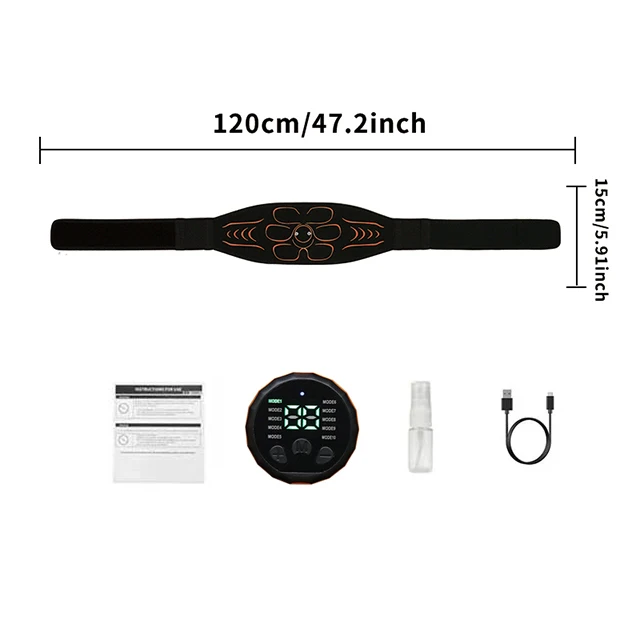 ABS-Stimulator EMS Bauchmuskeltrainer Körper-Taillen-Schlankheitsgürtel Muskeltoner Fitnessgerät USB-Aufladung