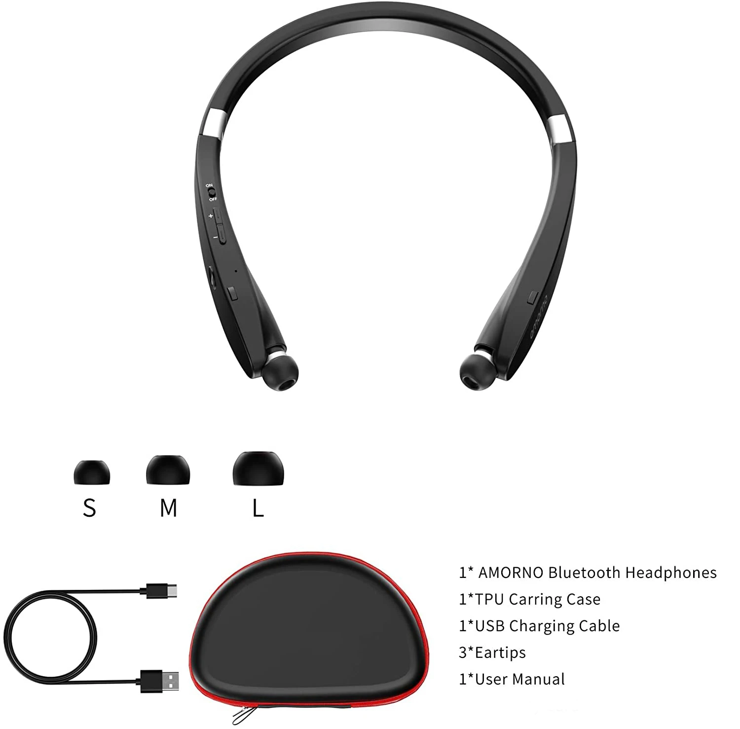 Imagem -06 - Atualizado Neckband Bluetooth Fones de Ouvido Dobrável Retrátil Earbuds Ruído Cancelamento Estéreo Fones de Ouvido sem Fio