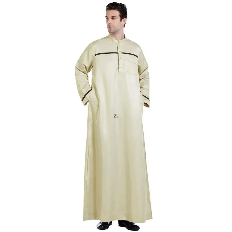 Ramadan Muslim Men Jubba Thobe Long Dress Islamic 2025 Eid Prayer Abaya Robe Saudi Arabia Djellaba Kaftan Dubai Worship Service