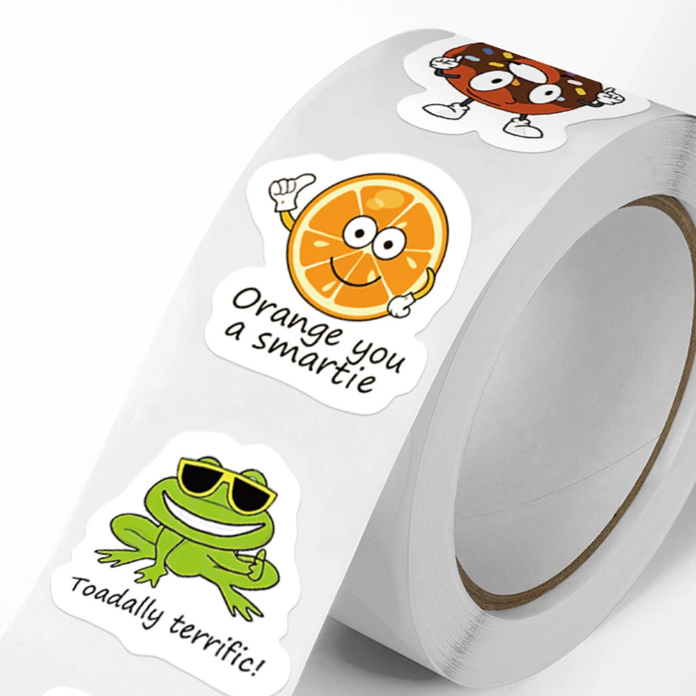 500pcs Cute Cartoon Roll Stickers Kawaii Graffiti Waterproof Decals DIY Suitcase Notebook Education Reward Sealing Label Sticker