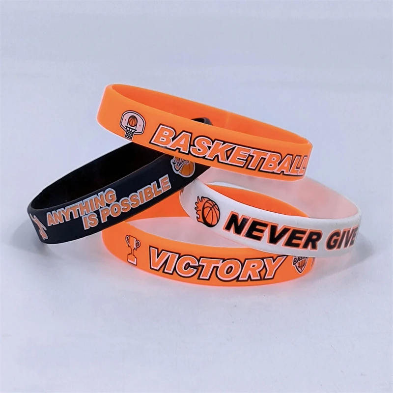 Basketball Motivational Silicone Wristband, Favor By Kids and Teenagers Basketball Party Basketball Bracelets Jewelry Sports Gif