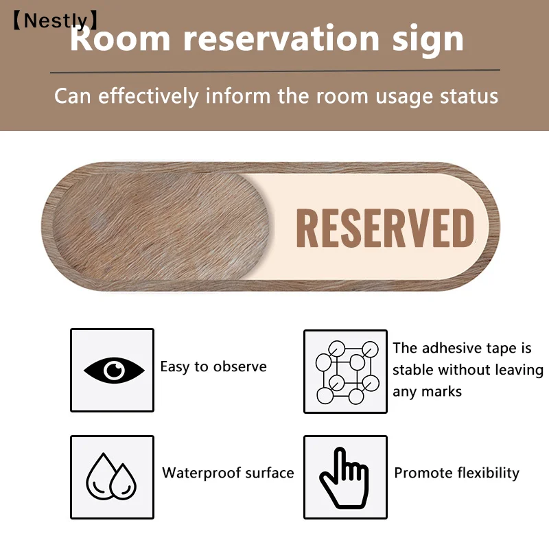 Restaurant Door Privacy Sign Booked Slider Indicator Signs Hanger Logo Sticker For Conference Meeting Progress Office〔Nest〕