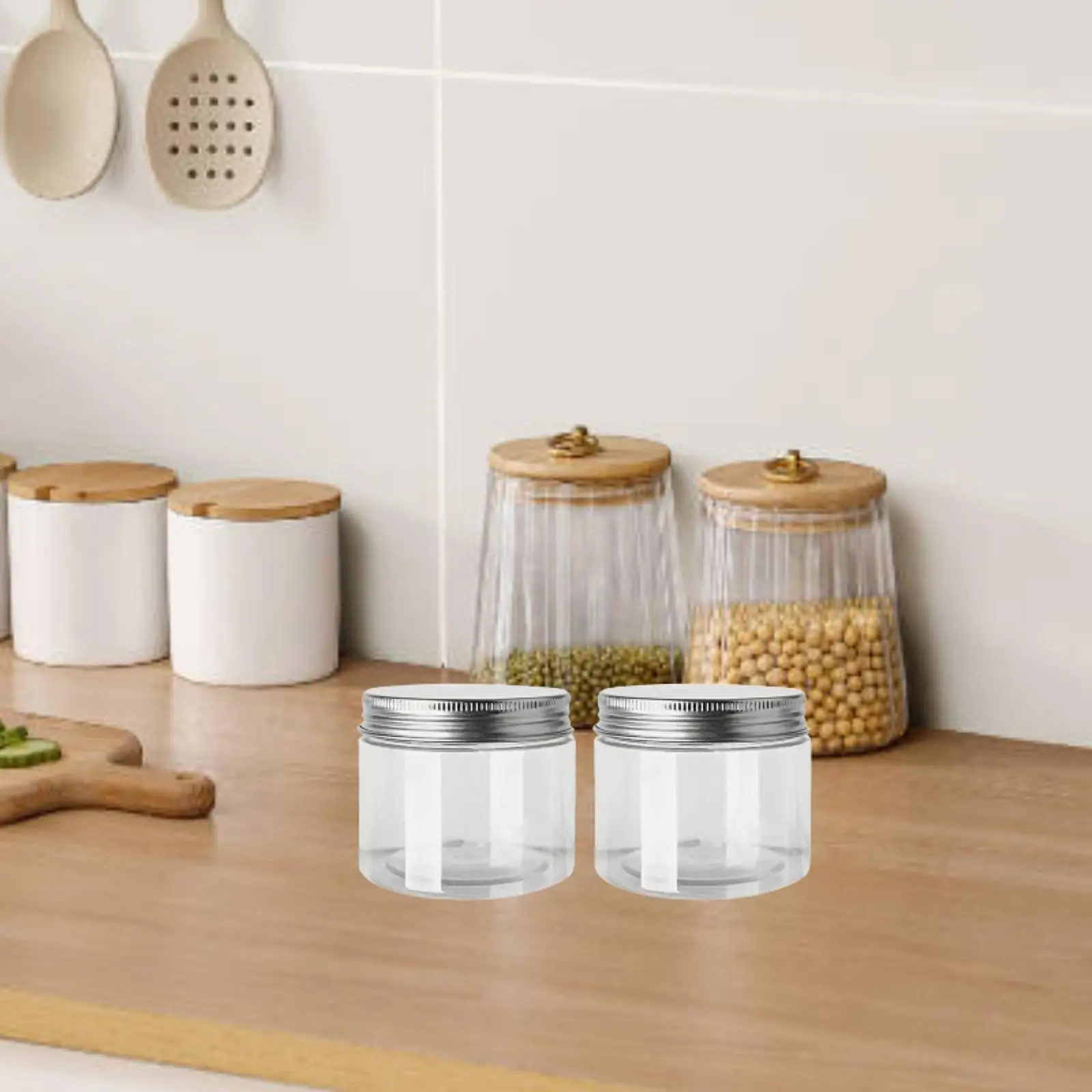 2 Pieces Empty Jar Kitchen Canisters Leakproof Loose Tea Jar Canning Jar Wide Mouth Jar for Spice Cookie Lotion Biscuits