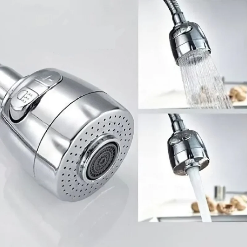 صنبور مطبخ ذواقة مثبت على الحائط من الفولاذ المقاوم للصدأ، حوض مطبخ فضي دوار #2