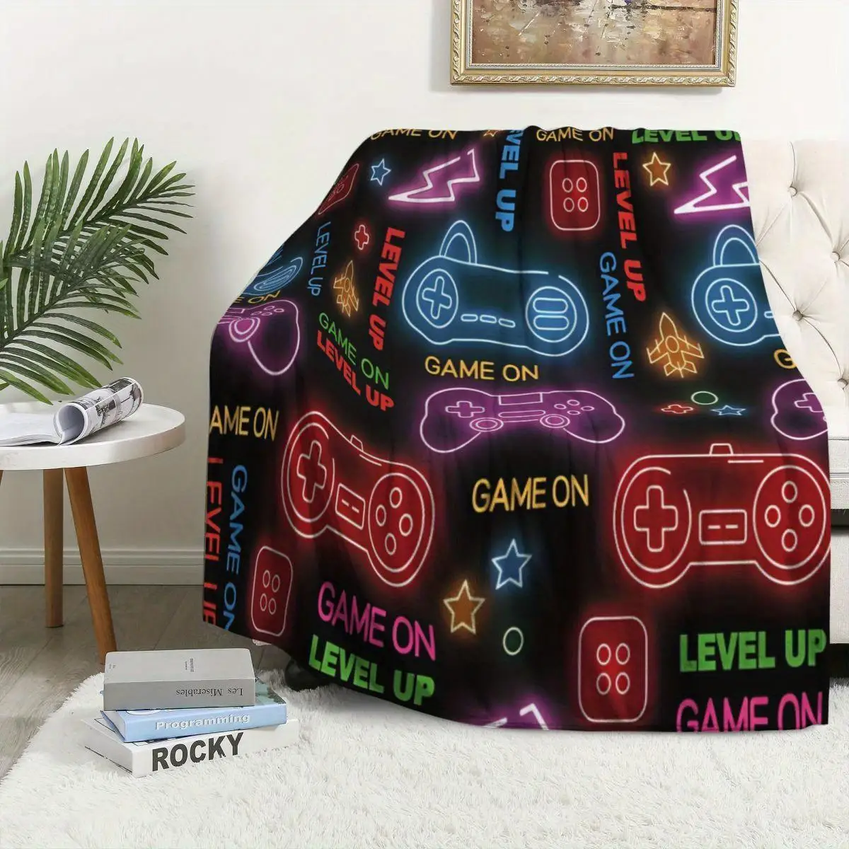 Cozy Game Controller Throw Blanket - Game Theme Throw Versatile for Couch, Bed, Office & Camping | Easy Care, All-Season Comfort