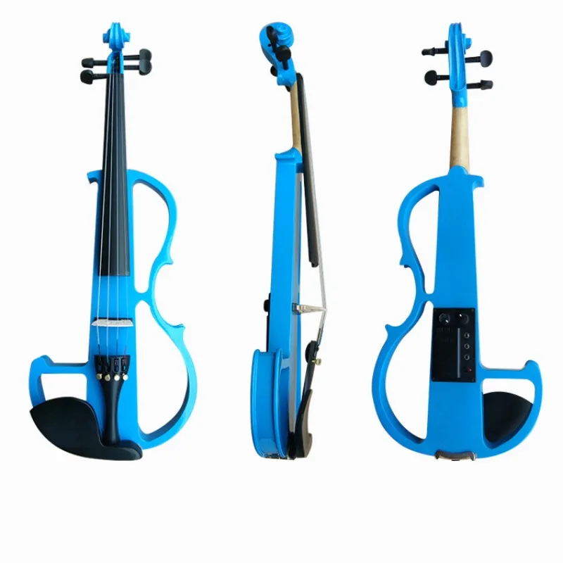 Multiple Colors for Selection 4/4 Electric Violin Silent Body Electric Fiddle with Bow Case Headphone Connection (No Battery)